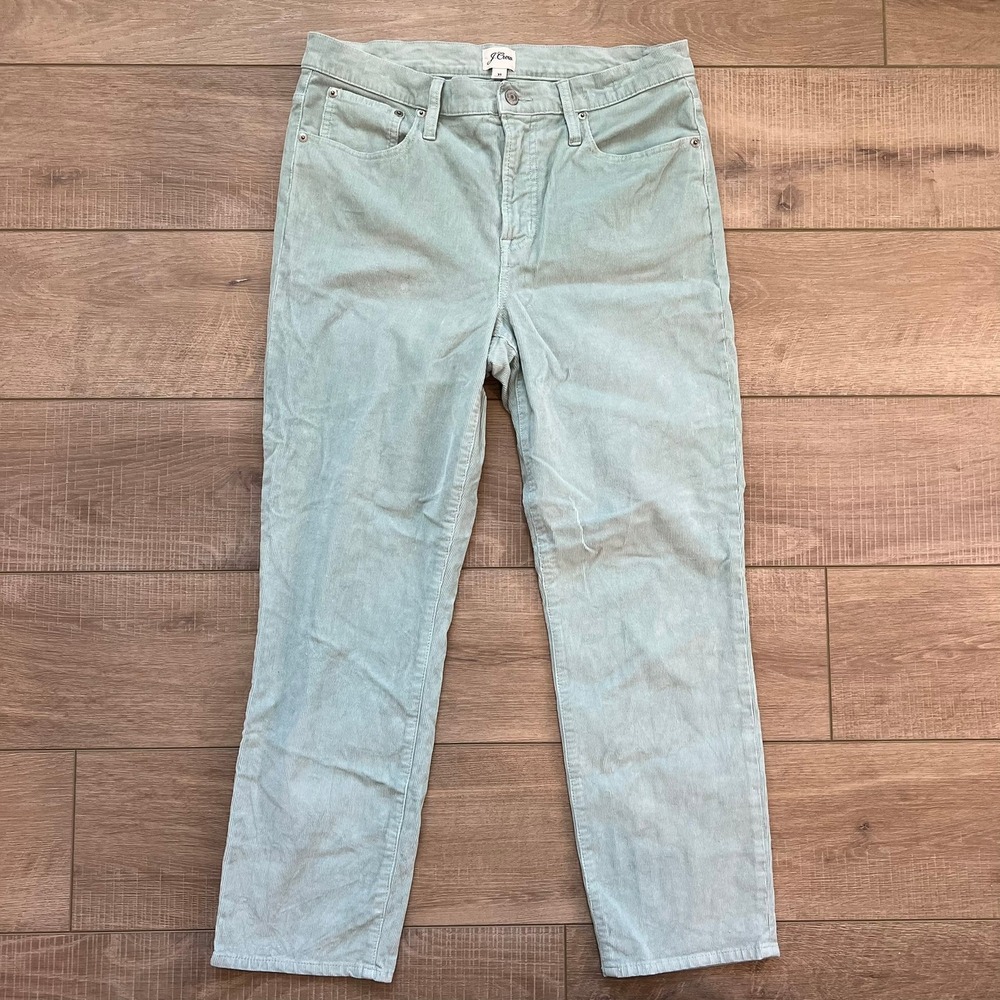 J.Crew Vintage Slim Straight Corduroy Pants Sage Green Seafoam Size 31 Womens